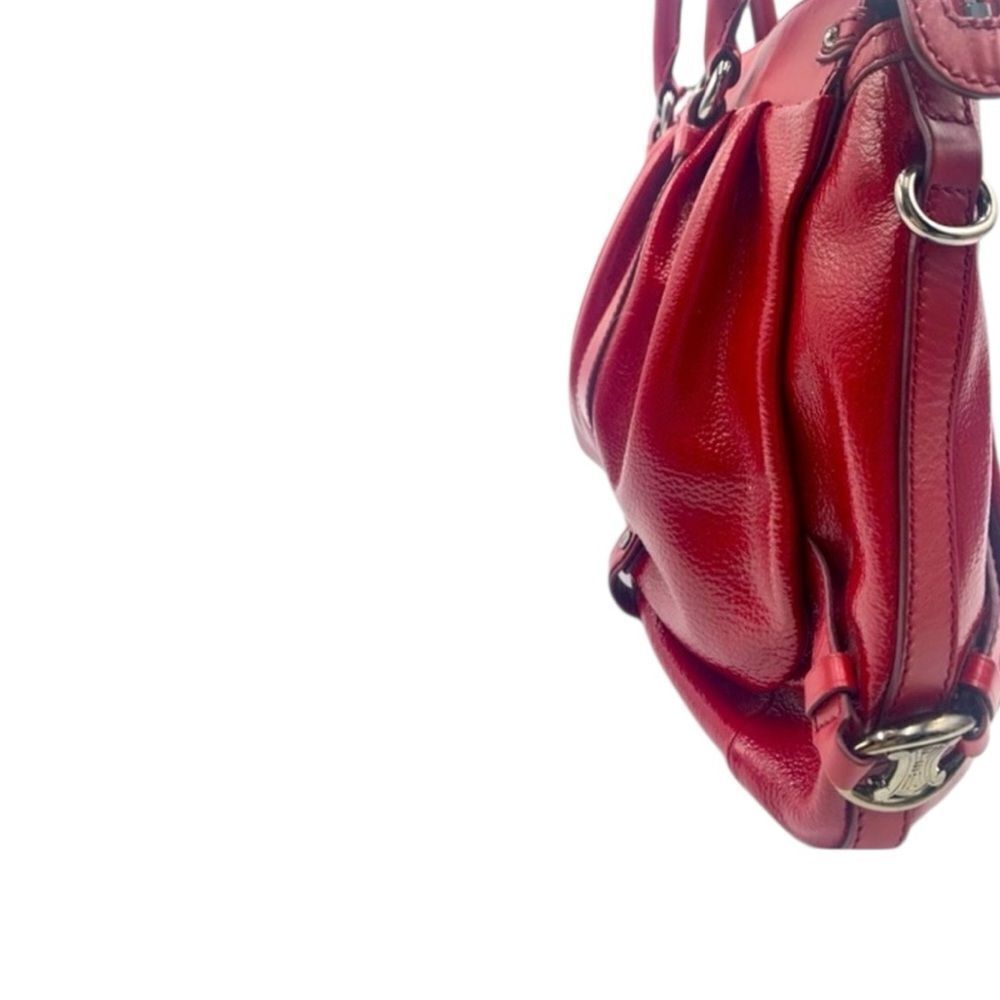 Auth Celine Red Wine Patent Leather Pleated Large Tote. Mint Preloved Condition. - Picture 8 of 16